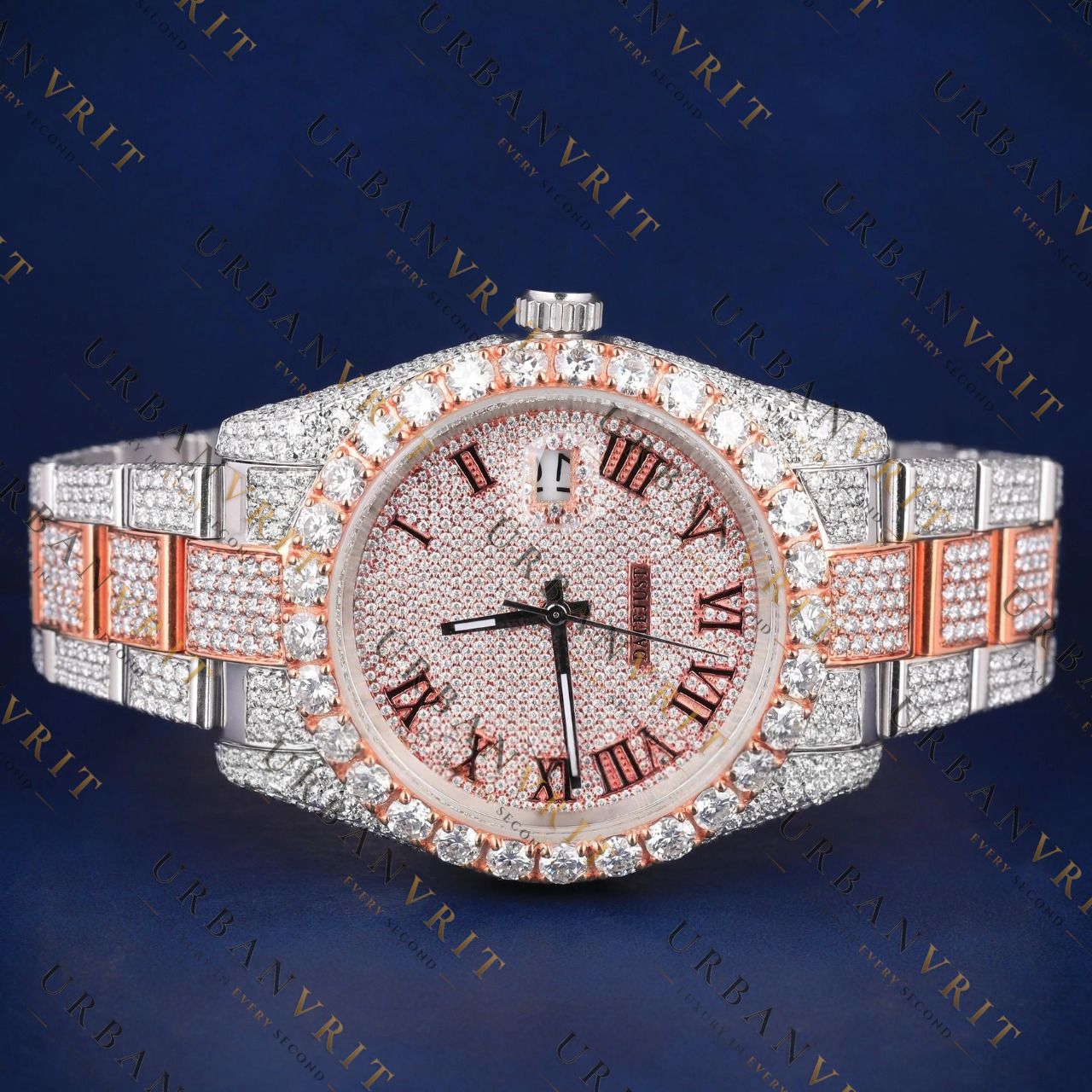 41 MM Rose Gold Datejust VVS1 D Color Moissanite Watch