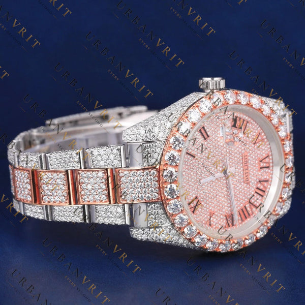 41 MM Rose Gold Datejust VVS1 D Color Moissanite Watch