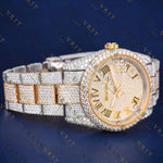 36MM Two Tone Date- Just VVS1 D Colour  Moissanite Watch