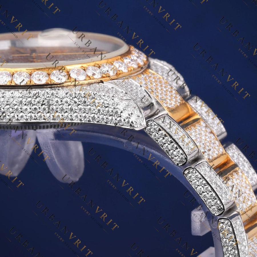 41 MM Yellow Gold Date just VVS1 D Colour  Moissanite Watch
