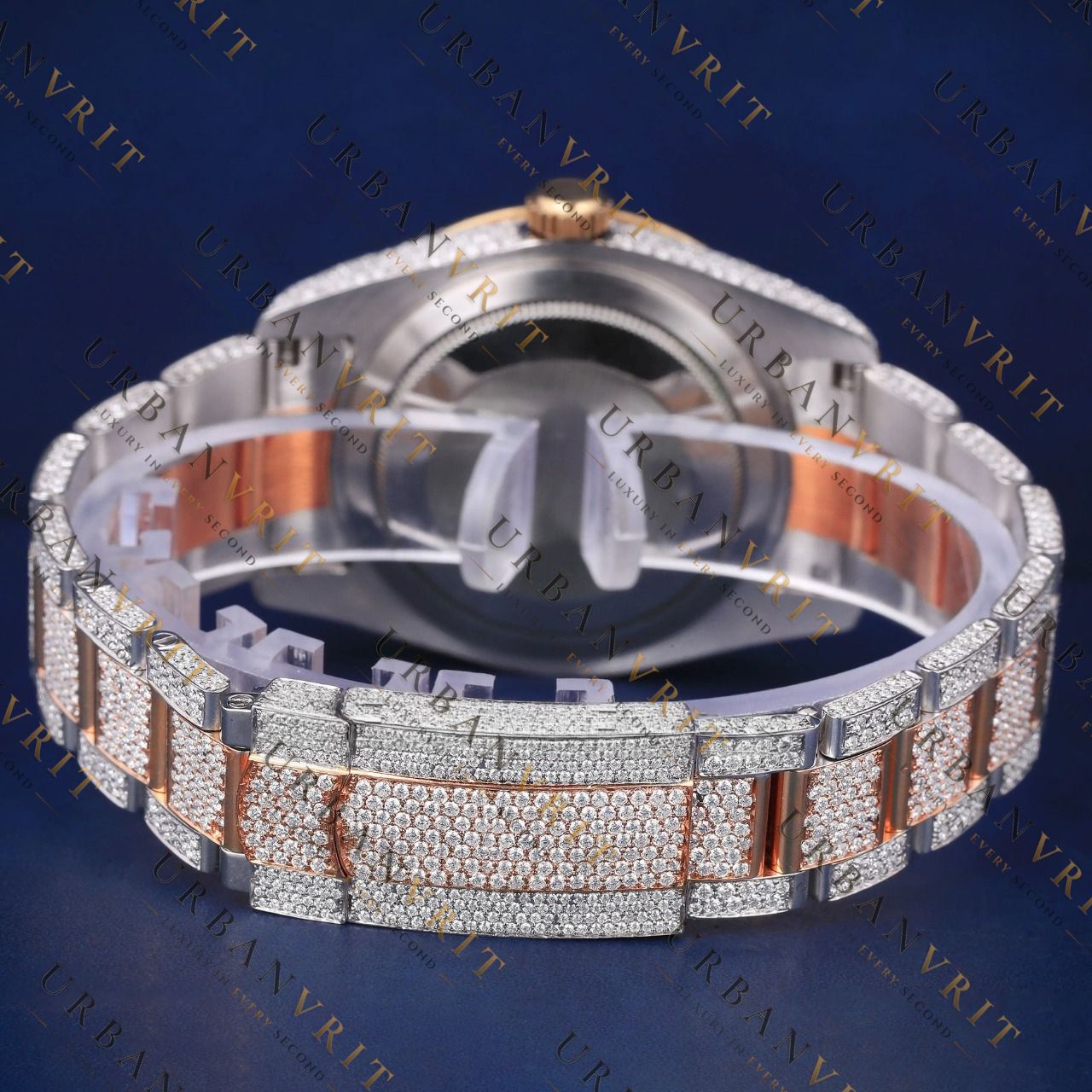 Rose Gold Date just VVS1 D Color  Moissanite Watch