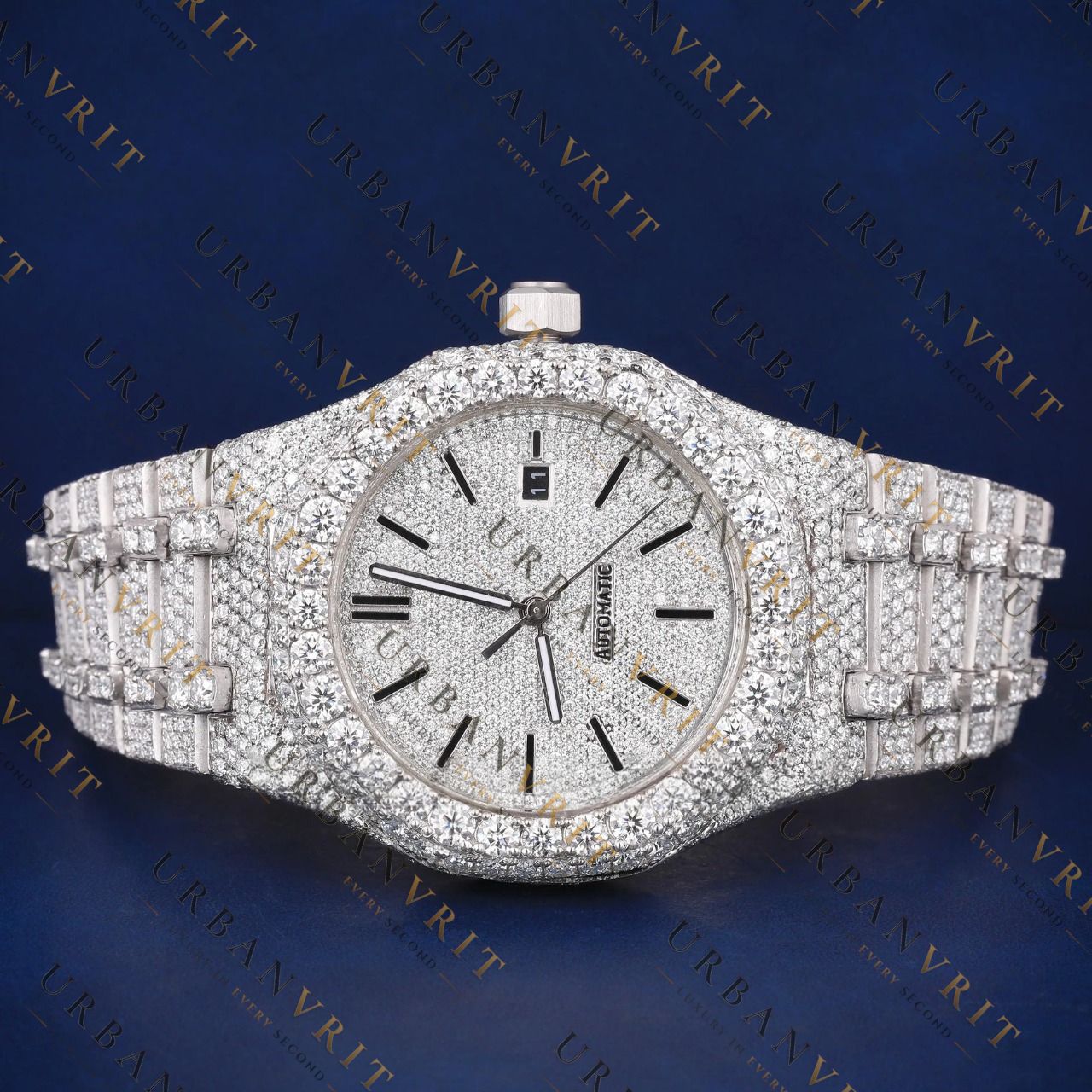36MM Classic Iced Out Moissanite Watch  VVS1 D Color