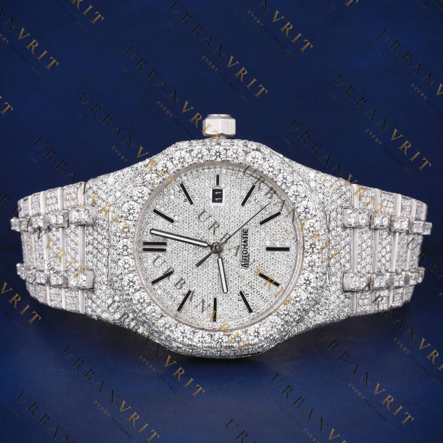 36MM Classic Iced Out Moissanite Watch  VVS1 D Color