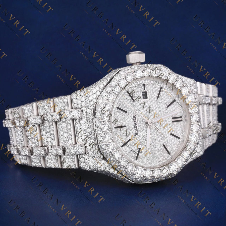 36MM Classic Iced Out Moissanite Watch  VVS1 D Color