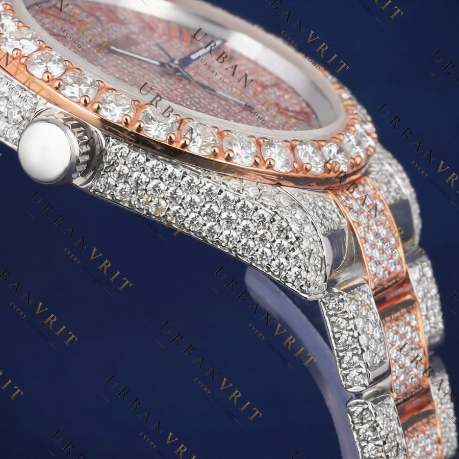 41 MM Rose Gold Datejust VVS1 D Color Moissanite Watch