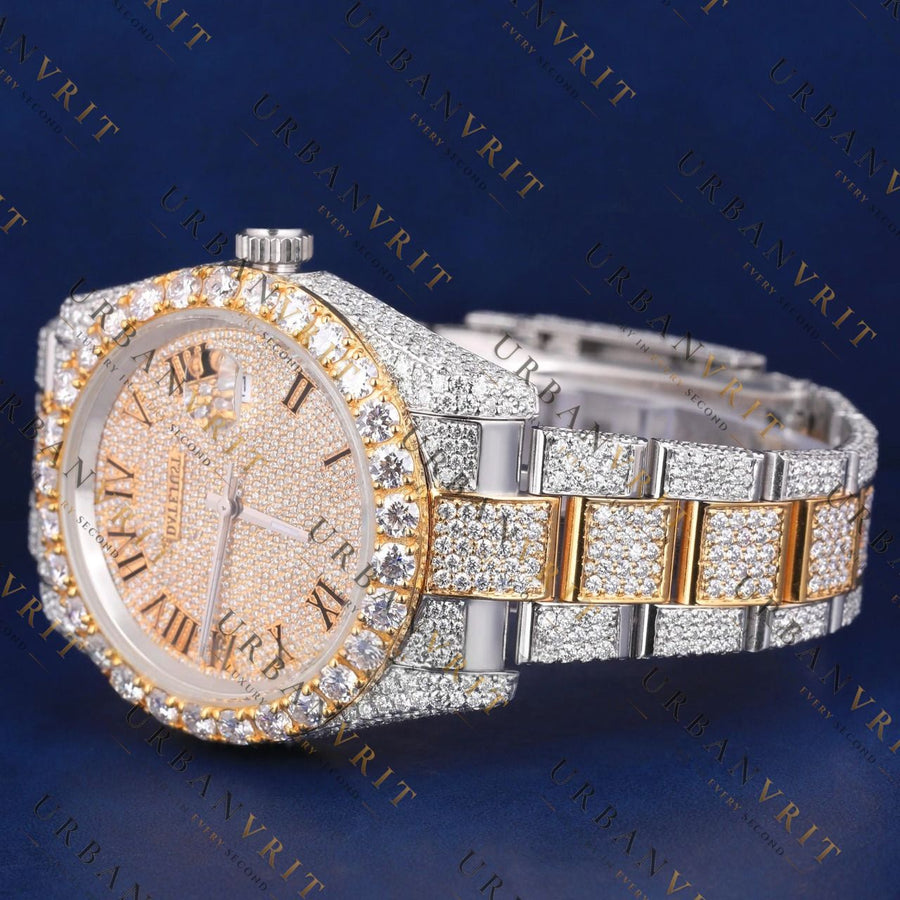 Gold Date just VVS1 D Color  Moissanite Watch