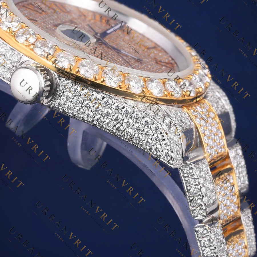 Gold Date just VVS1 D Color  Moissanite Watch