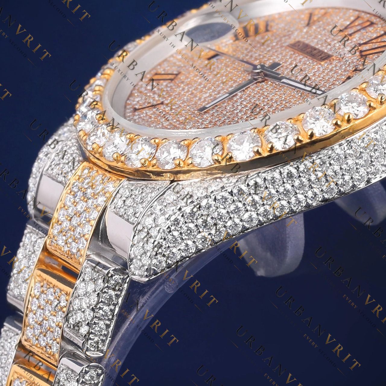 Gold Date just VVS1 D Color  Moissanite Watch