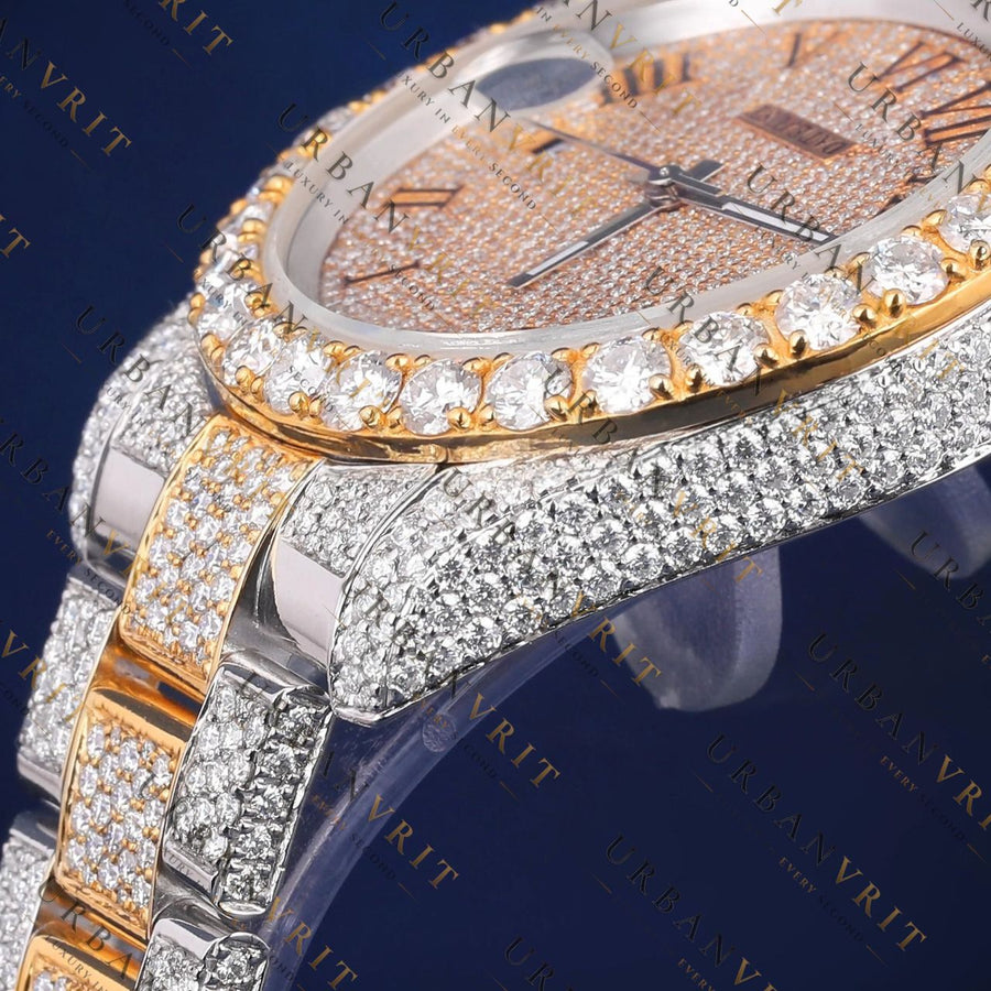 Gold Date just VVS1 D Color  Moissanite Watch