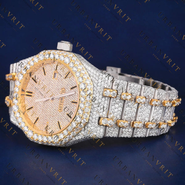 Gold Bezel  VVS1 D Color Moissanite Watch