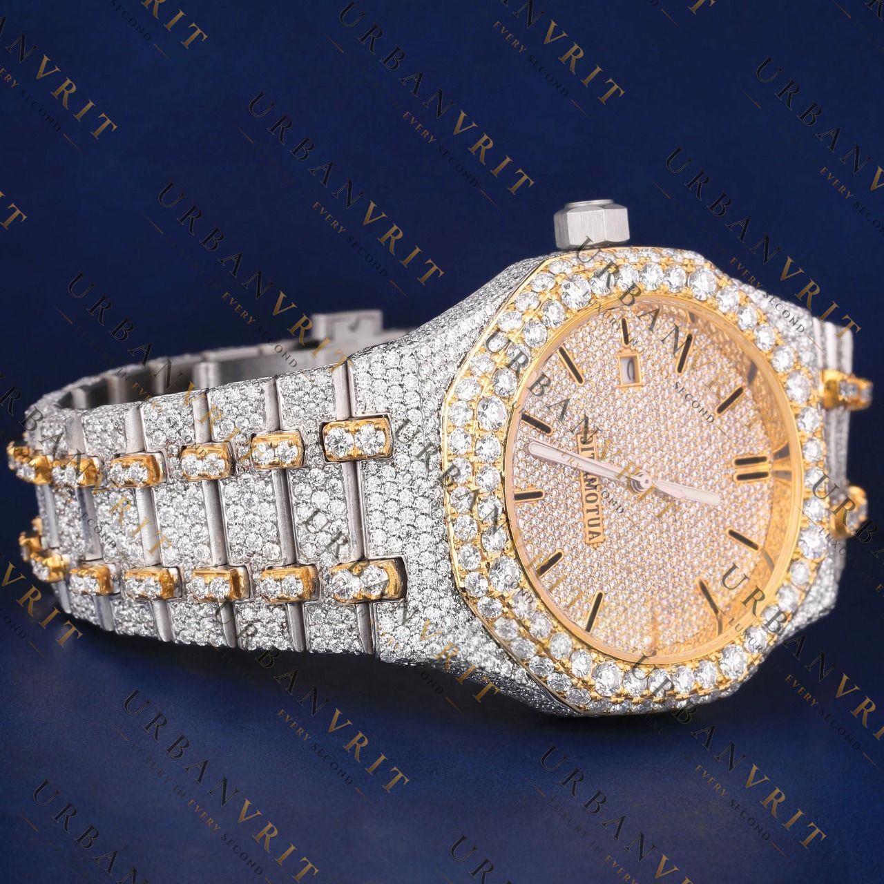 Gold Bezel  VVS1 D Color Moissanite Watch