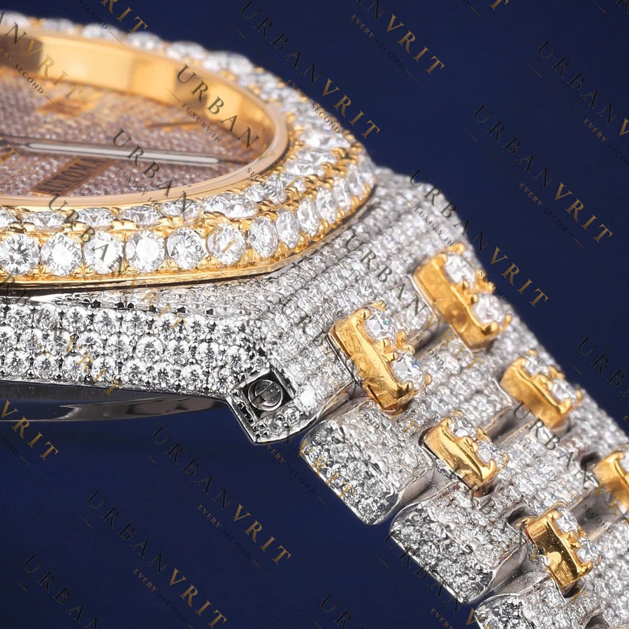 Gold Bezel  VVS1 D Color Moissanite Watch