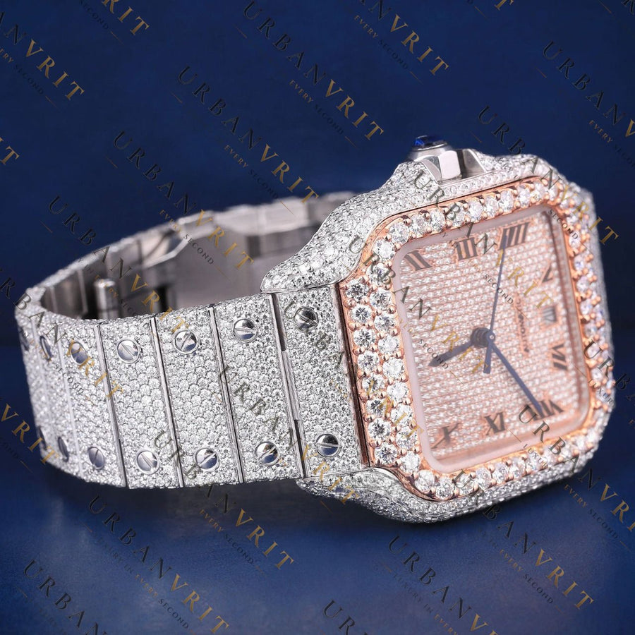 Rose Gold Square Moissanite VVS1 D Color Watch