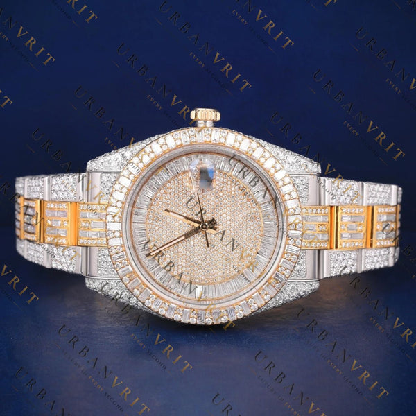 Baguette & Round Bezel VVS1 D Color Moissanite Watch
