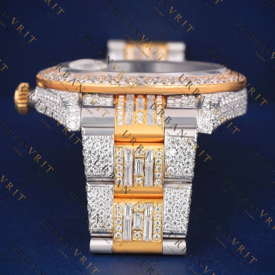 Baguette & Round Bezel VVS1 D Color Moissanite Watch