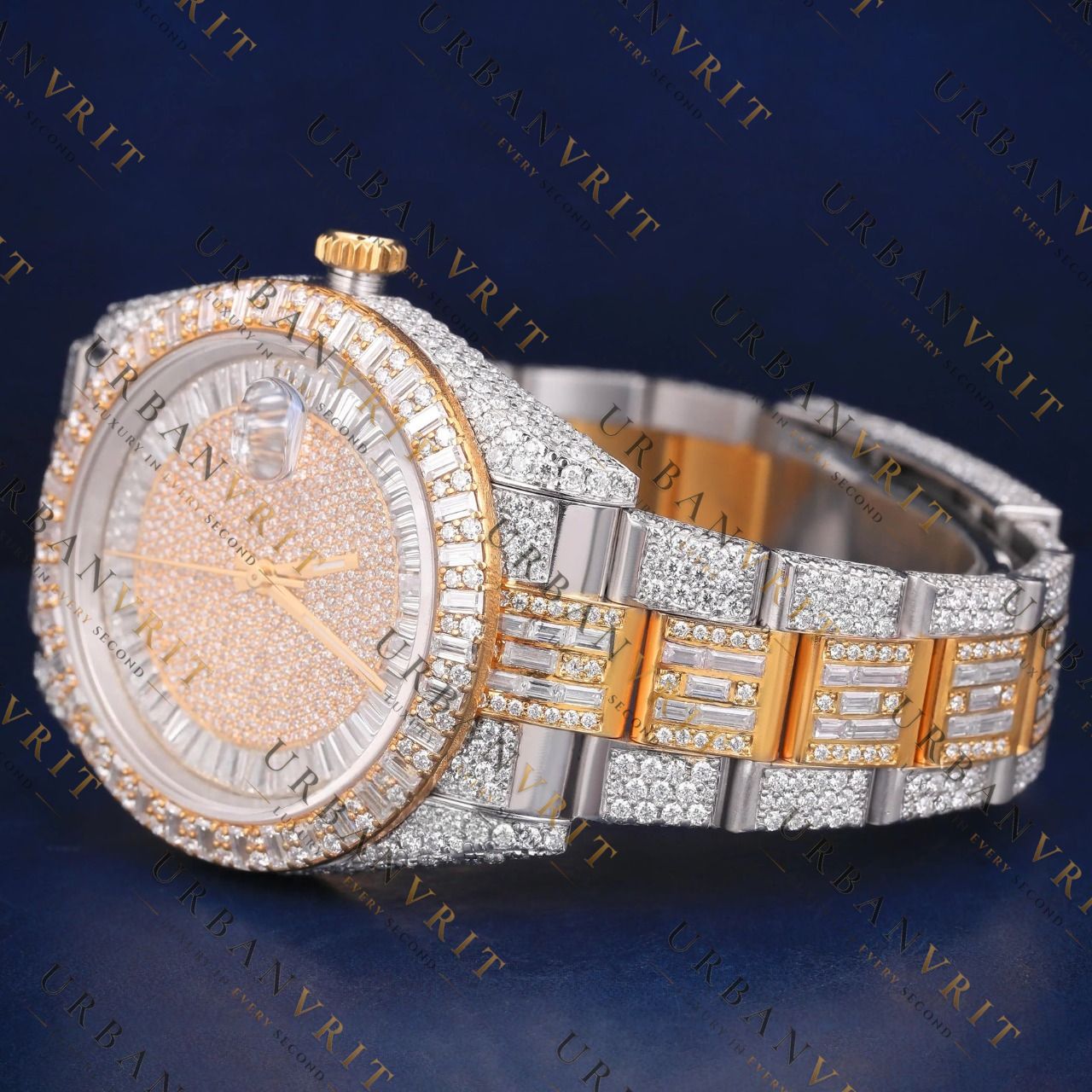 Baguette & Round Bezel VVS1 D Color Moissanite Watch