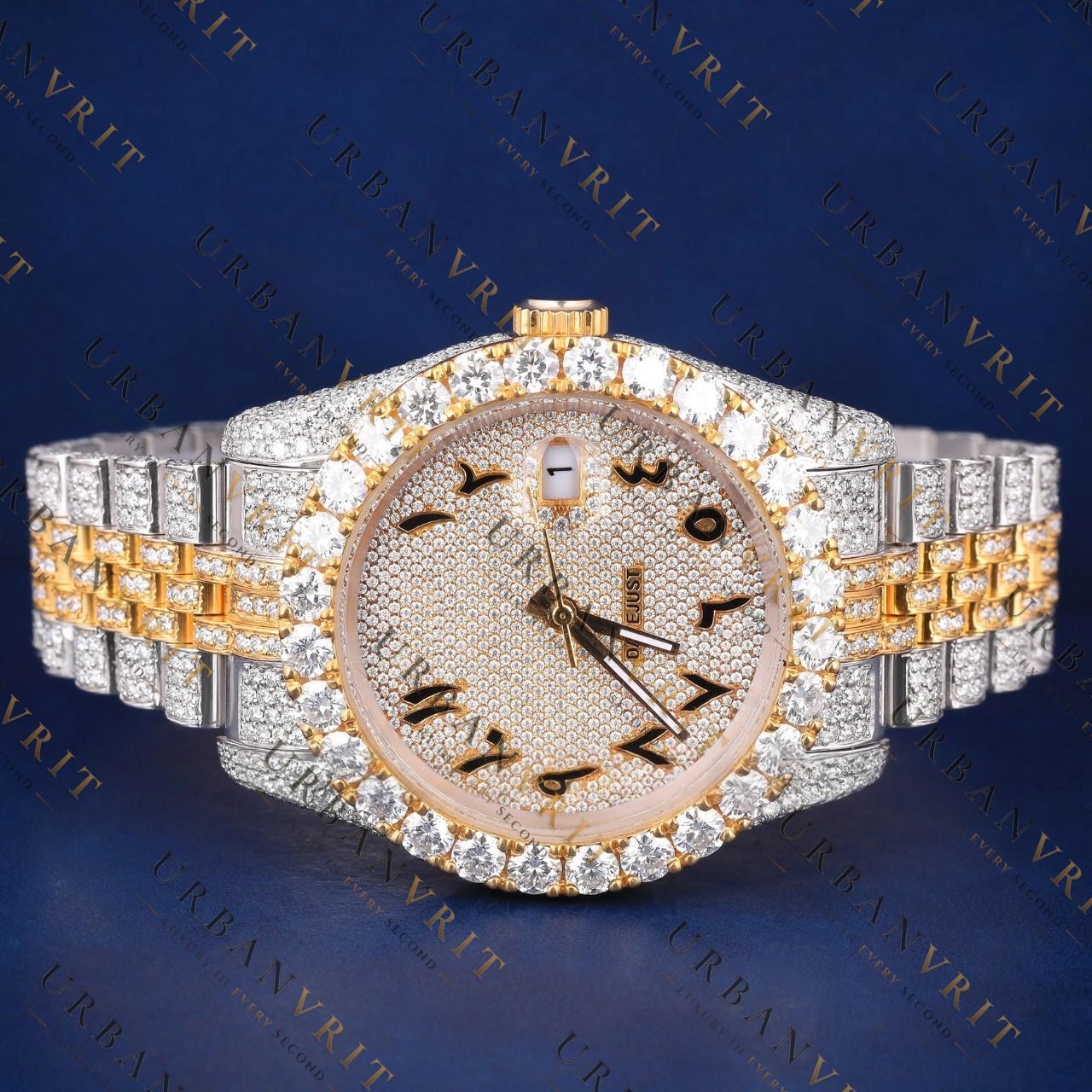 Arabic Gold VVS1 D Color  Moissanite Watch
