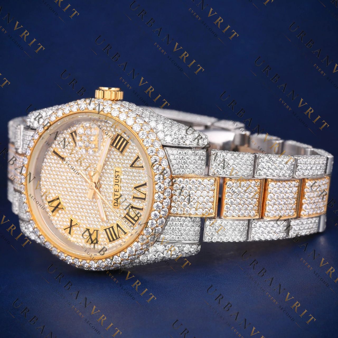 36MM Two Tone Date- Just VVS1 D Colour  Moissanite Watch