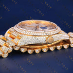 Gold Day-Date VVS1 D Color  Moissanite Watch