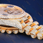 Gold Day-Date VVS1 D Color  Moissanite Watch