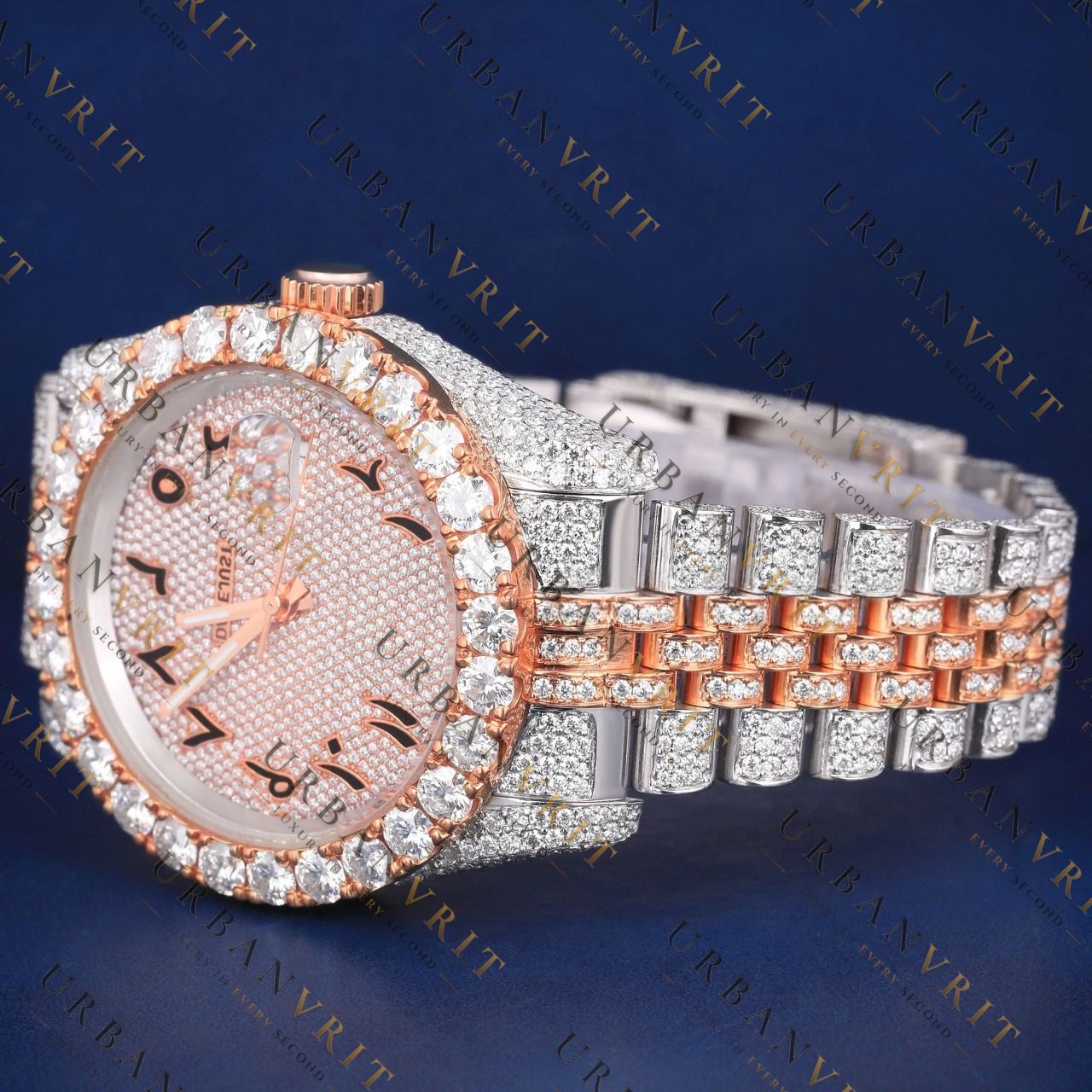 Arabic Rose Gold VVS1 D Color  Moissanite Watch
