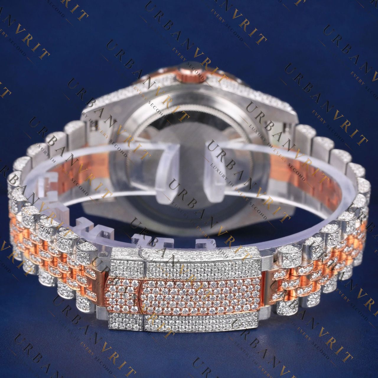 Rose Gold & Silver Iced Out Moissanite Watch VVS1 D Color Diamond Tester Luxury Automatic Watch