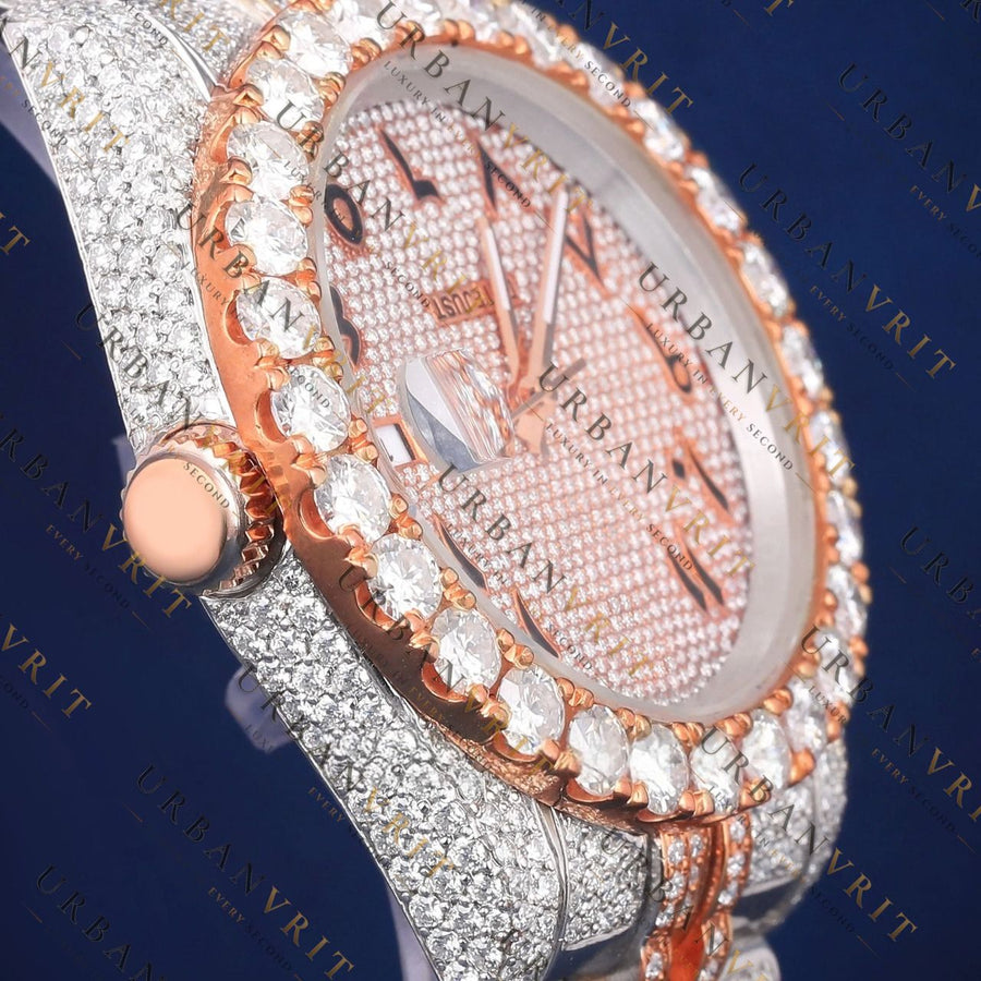 Rose Gold & Silver Iced Out Moissanite Watch VVS1 D Color Diamond Tester Luxury Automatic Watch