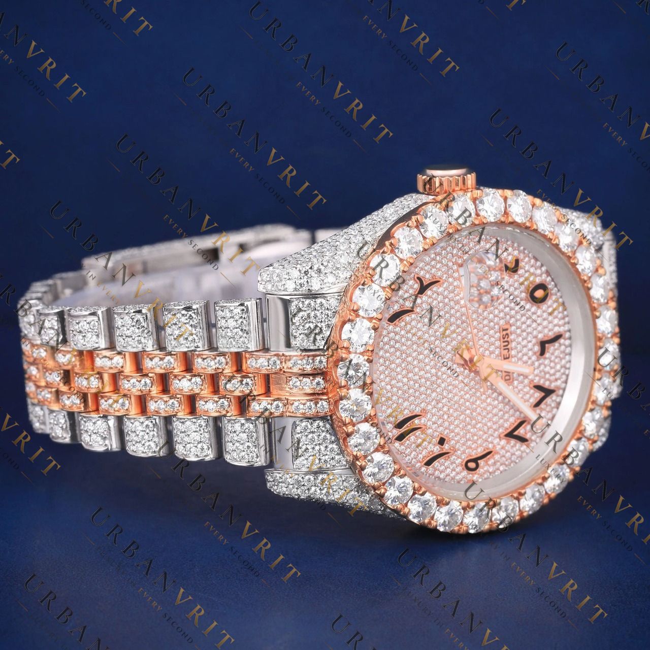 Arabic Rose Gold VVS1 D Color  Moissanite Watch