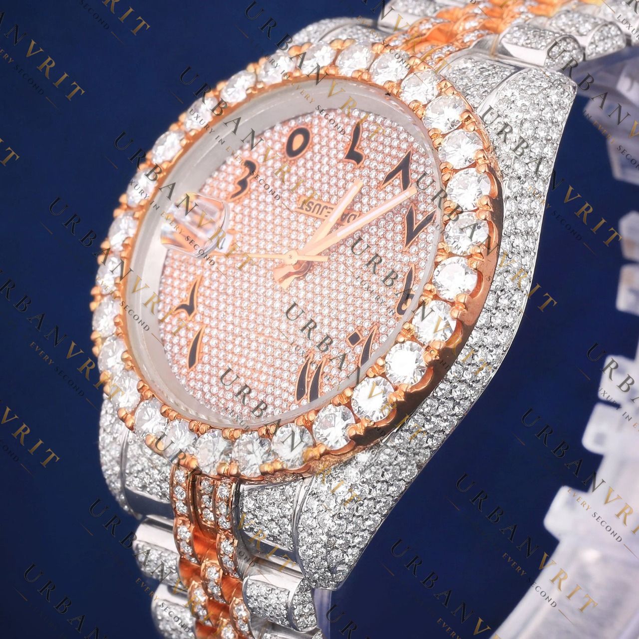 Arabic Rose Gold VVS1 D Color  Moissanite Watch