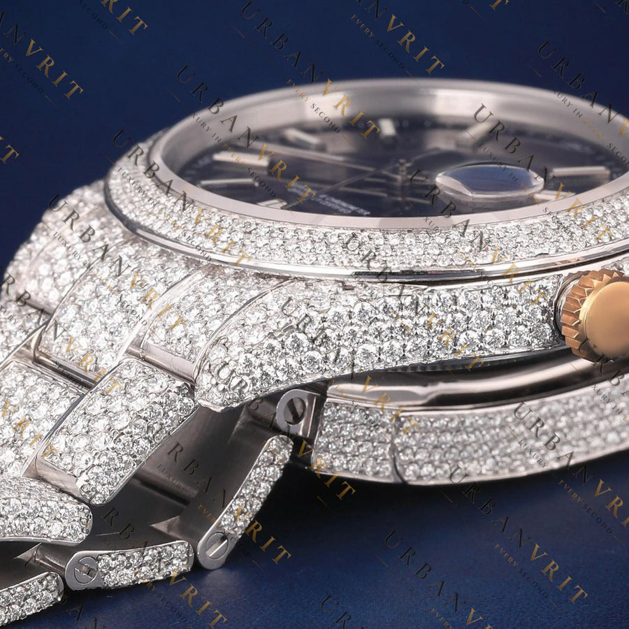 Black Dial Iced Out Moissanite Watch VVS1 D Color