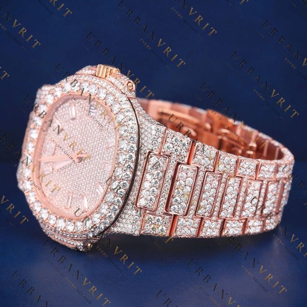 Rose Gold Baguette VVS1 D Color Moissanite Watch