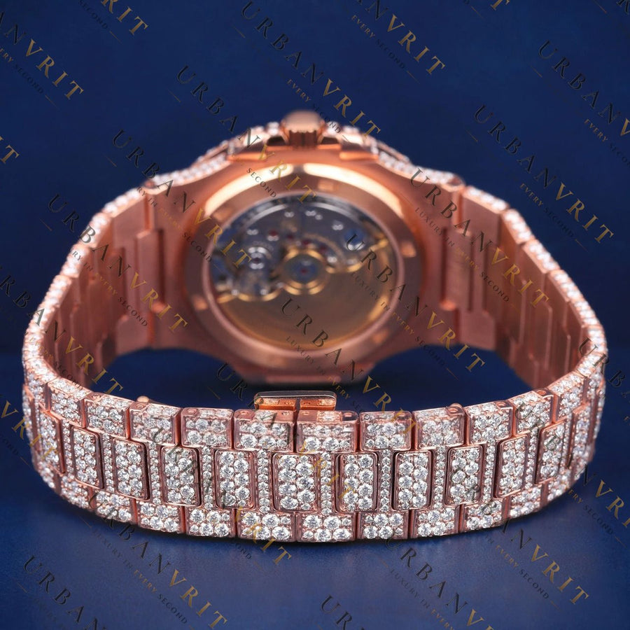 Rose Gold Baguette VVS1 D Color Moissanite Watch