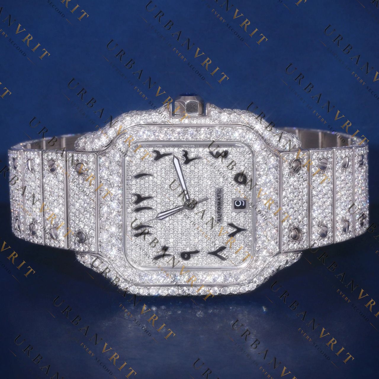 Arabic Square VVS1 D Color Moissanite Watch