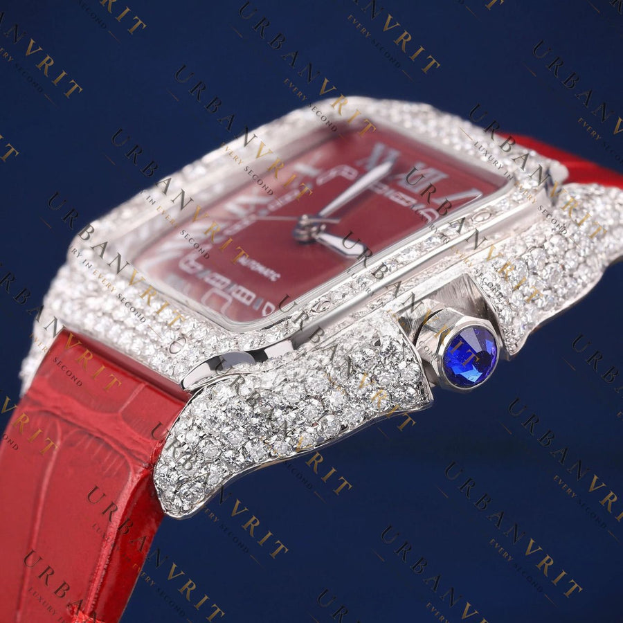 Red Dial Square VVS1 D Color Moissanite Watch