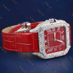 Red Dial Square VVS1 D Color Moissanite Watch