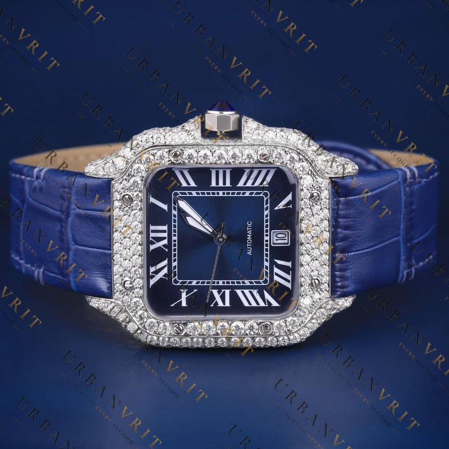 Blue Dial VVS1 D Color Moissanite Watch