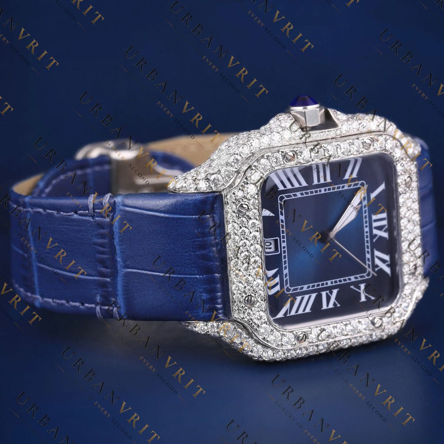 Blue Dial VVS1 D Color Moissanite Watch