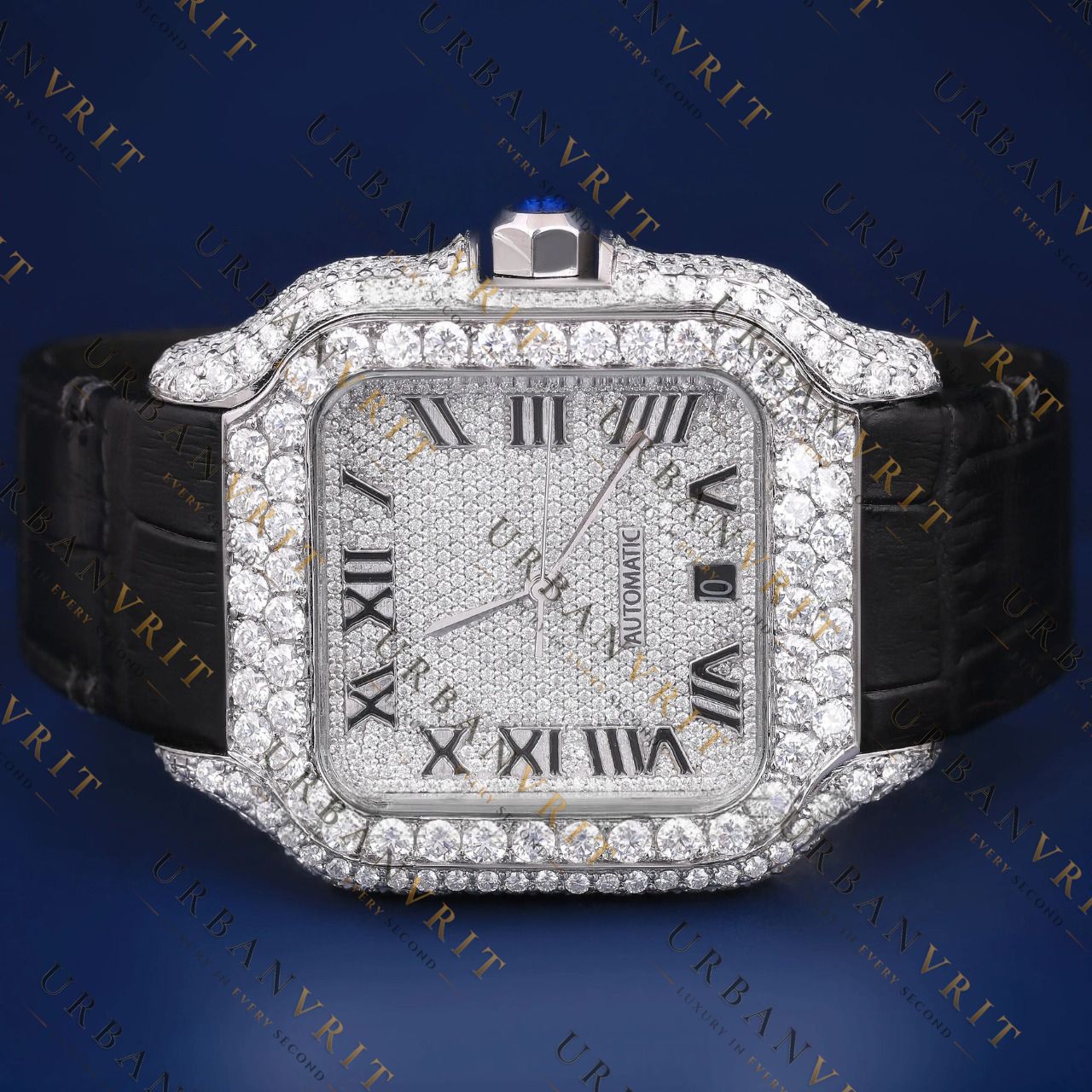 Iced Santos VVS1 D Color Moissanite Watch