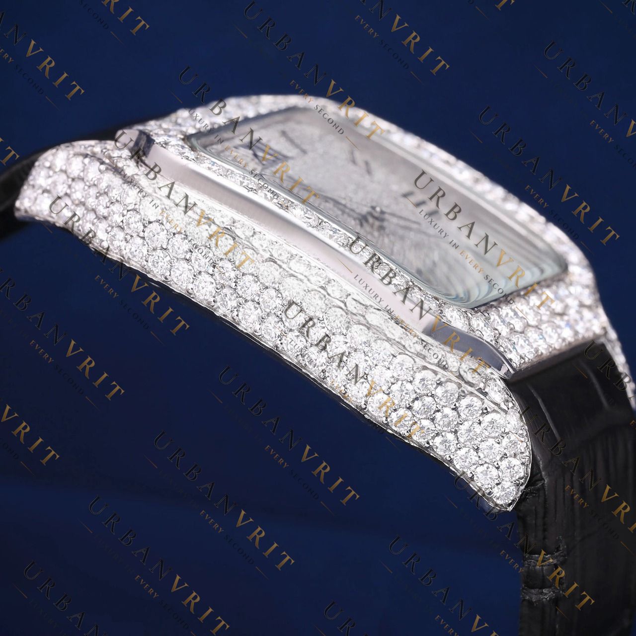 Iced Santos VVS1 D Color Moissanite Watch