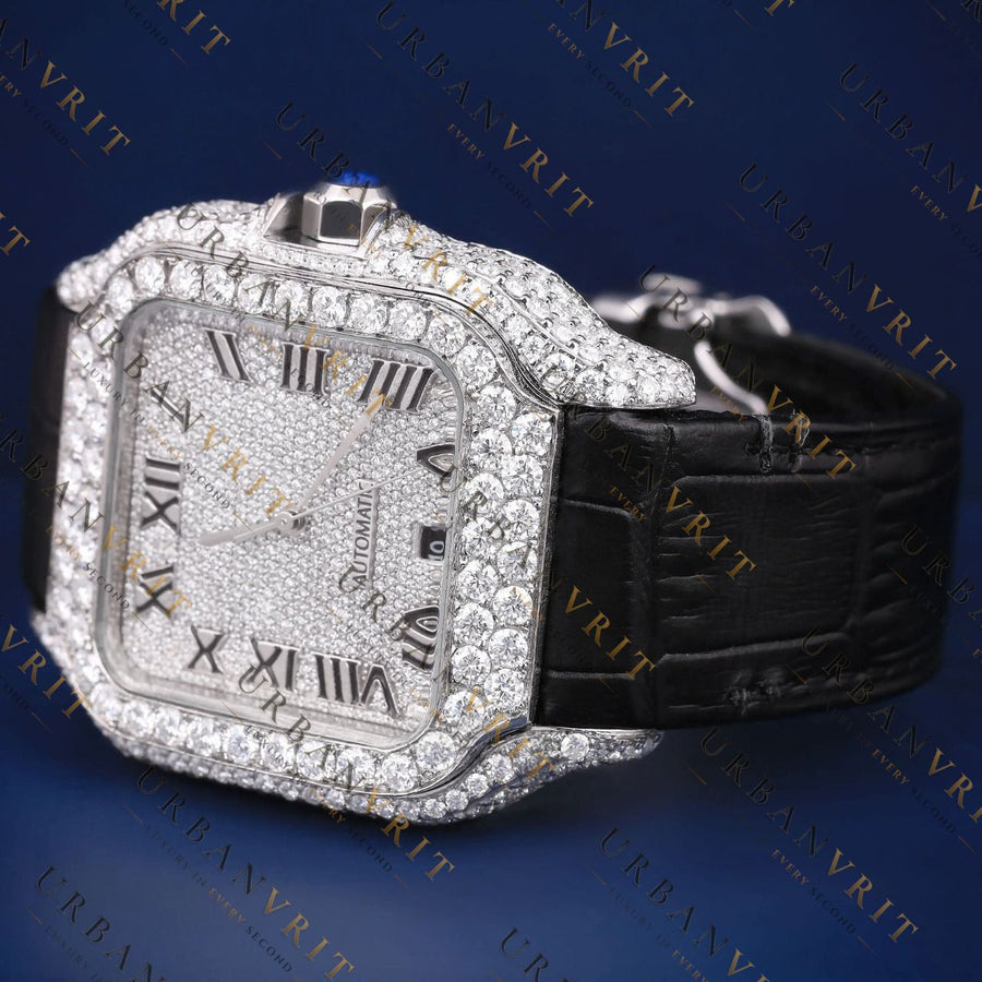 Iced Santos VVS1 D Color Moissanite Watch