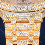 Yellow Gold Iced VVS1 D Color Moissanite Watch