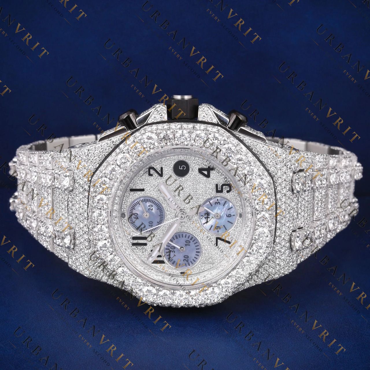 Iced Chronograph VVS1 D Color Moissanite Watch