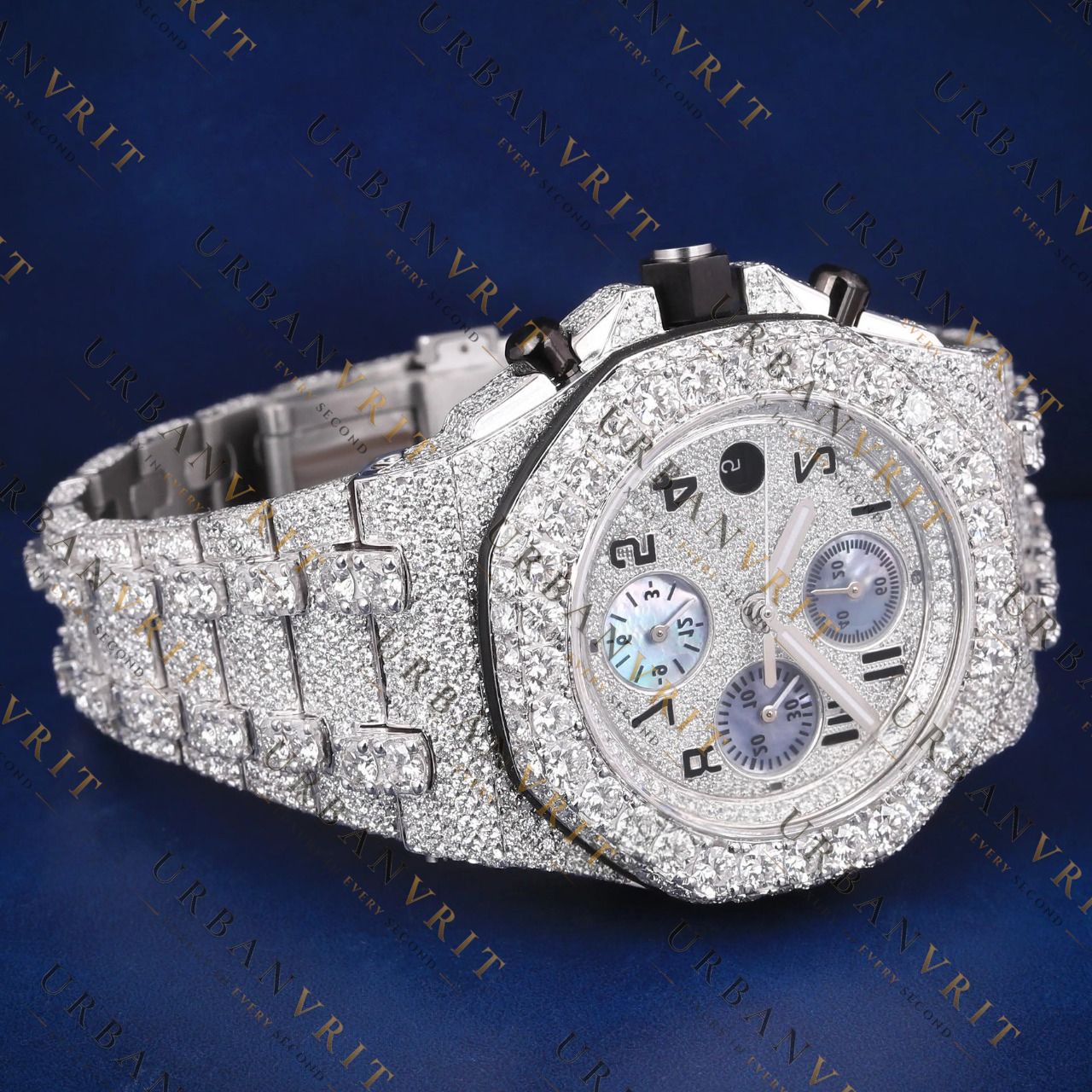 Iced Chronograph VVS1 D Color Moissanite Watch