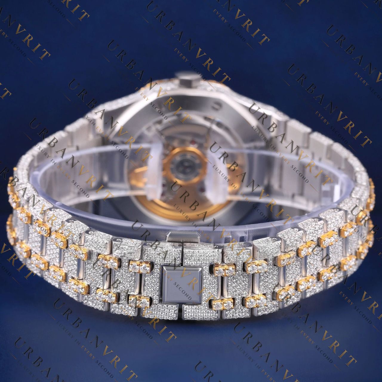 Two Tone Iced VVS1 D Color Moissanite Watch