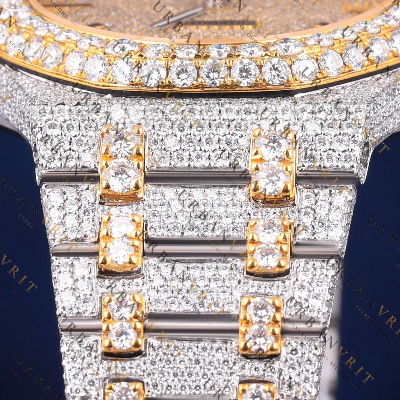 Two Tone Iced VVS1 D Color Moissanite Watch