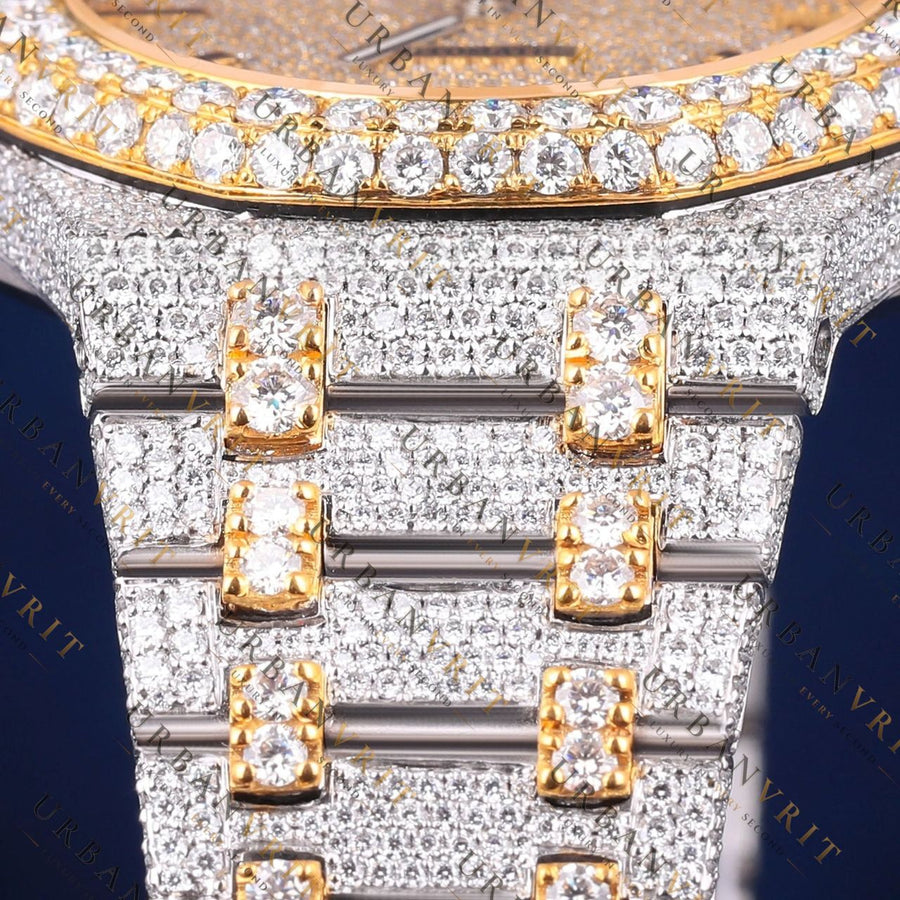 Two Tone Iced VVS1 D Color Moissanite Watch