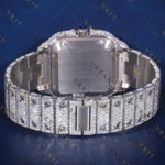 Fully Iced Square Roman Numeral VVS1 D Color Moissanite Watch