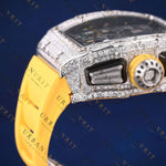 Yellow Strap Skeleton Moissanite Watch