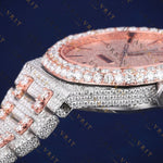 Rose Gold VVS1 D Color Moissanite Day-Date Watch