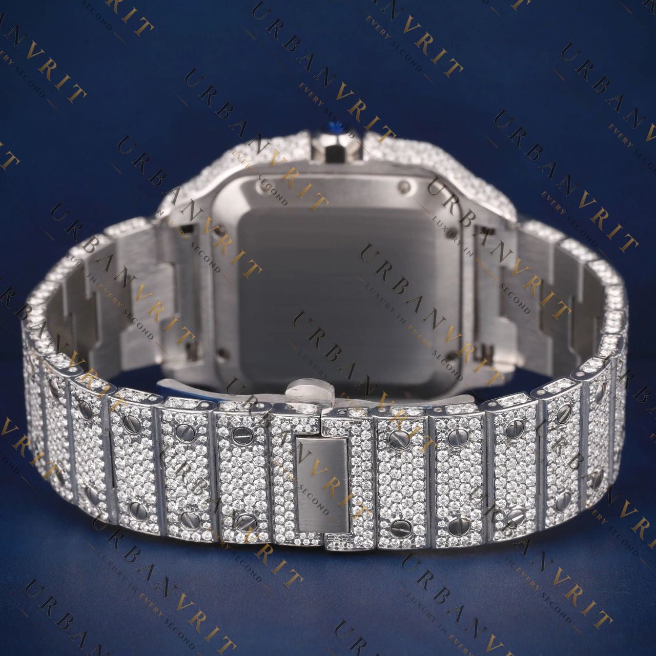 Rose Gold Santos VVS1 D Color Moissanite Watch